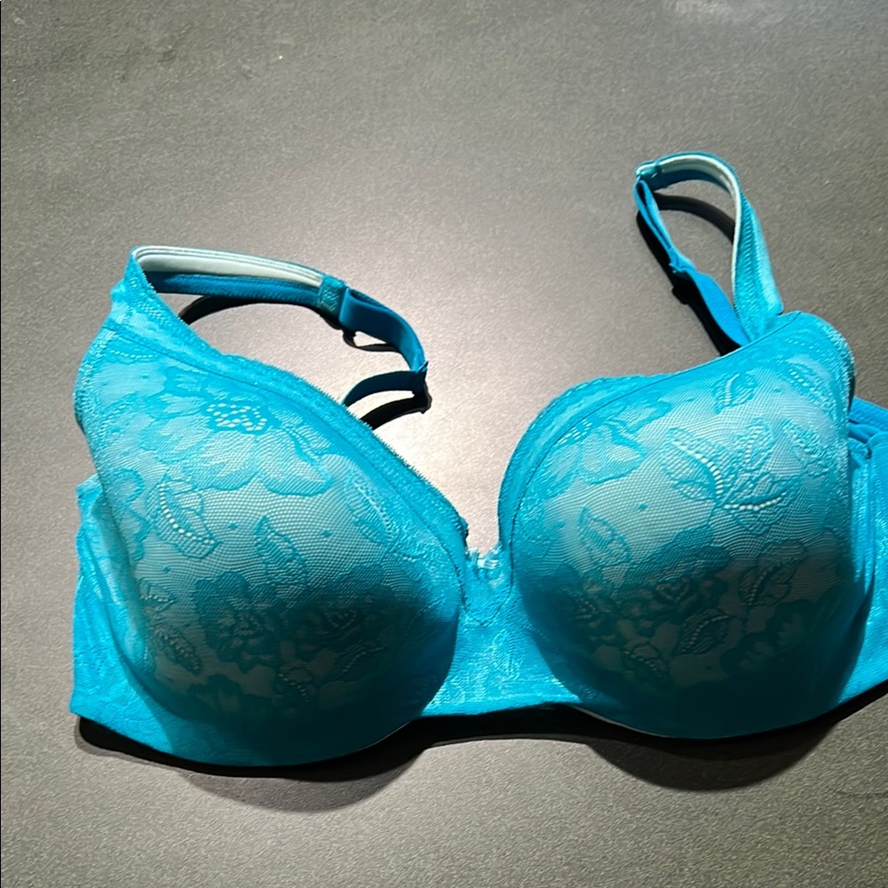 Cacique Blue Lace Overlay Full Coverage Bra